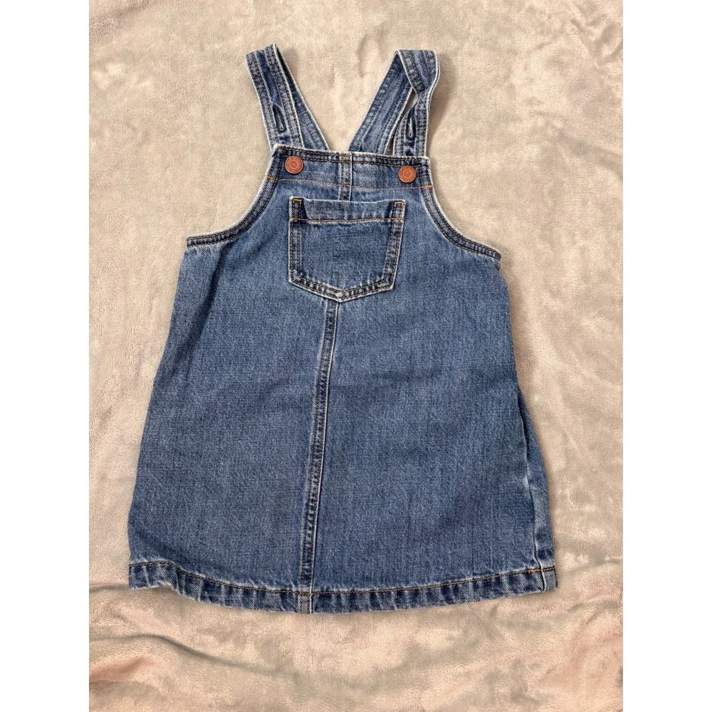 Old Navy Kids Blue Denim Overall Pinafore Dress Medium Wash Size 3T Sleeveless‎
